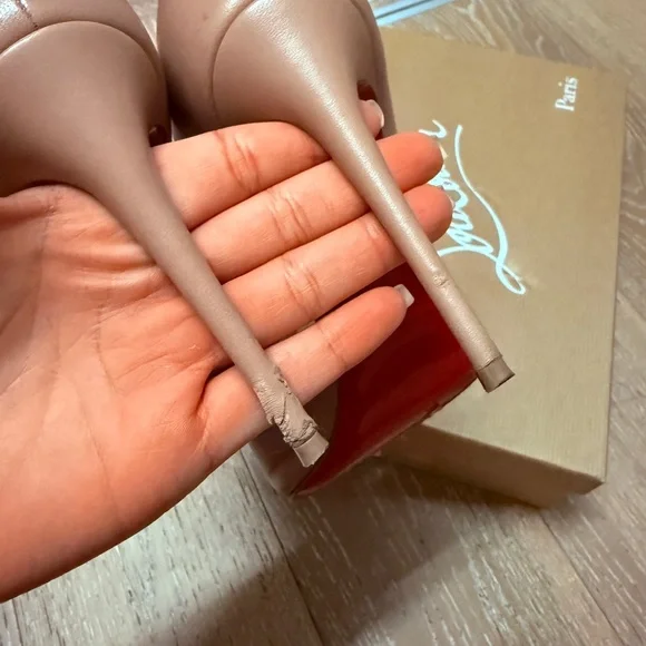 Christian Louboutin IRIZA 100mm NAPPA Women's Tan Pumps - Picture 5 of 7